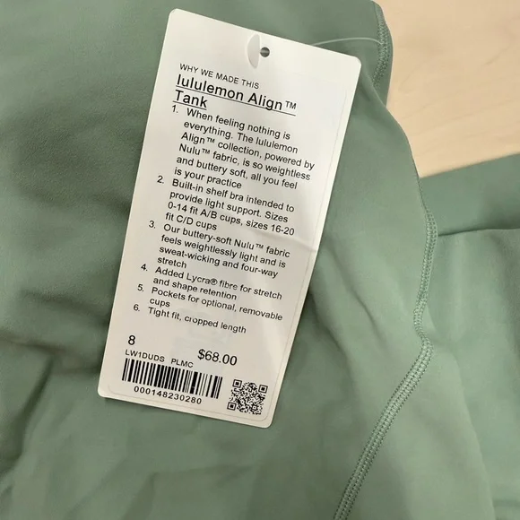 NWT Lululemon Align HR Shorts & Tank in Sage Size 8 - Picture 3 of 5